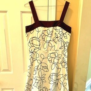R & K Floral White and Brow Sleeveless Dress Size